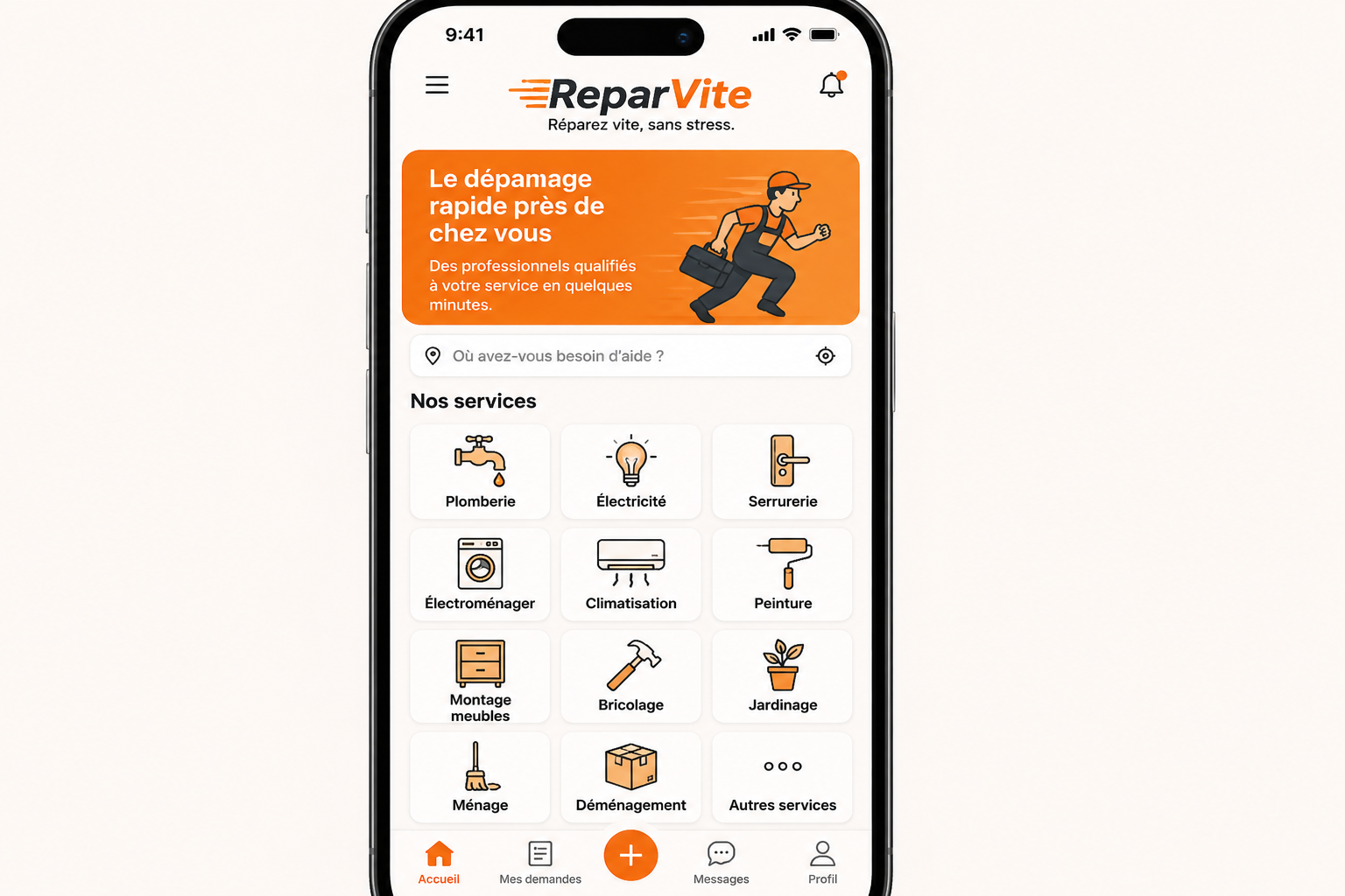 Aperçu mobile de l'application ReparVite